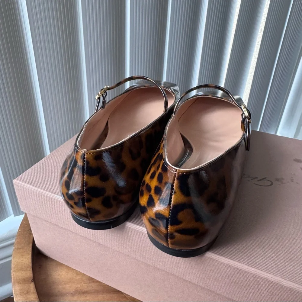 Gianvito Rossi Christina Leopard Print Leather Mary Jane Flats